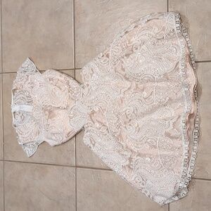 Sequin Hearts Cream Lace Mini Dress Size Small